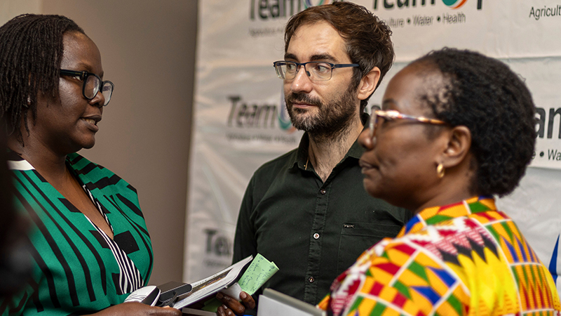 Monica Basemera, Frederic Bergeron and Sarah Kintu after the meeting