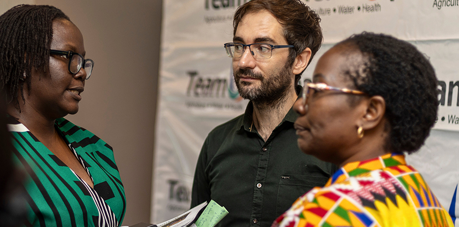 Monica Basemera, Frederic Bergeron and Sarah Kintu after the meeting.