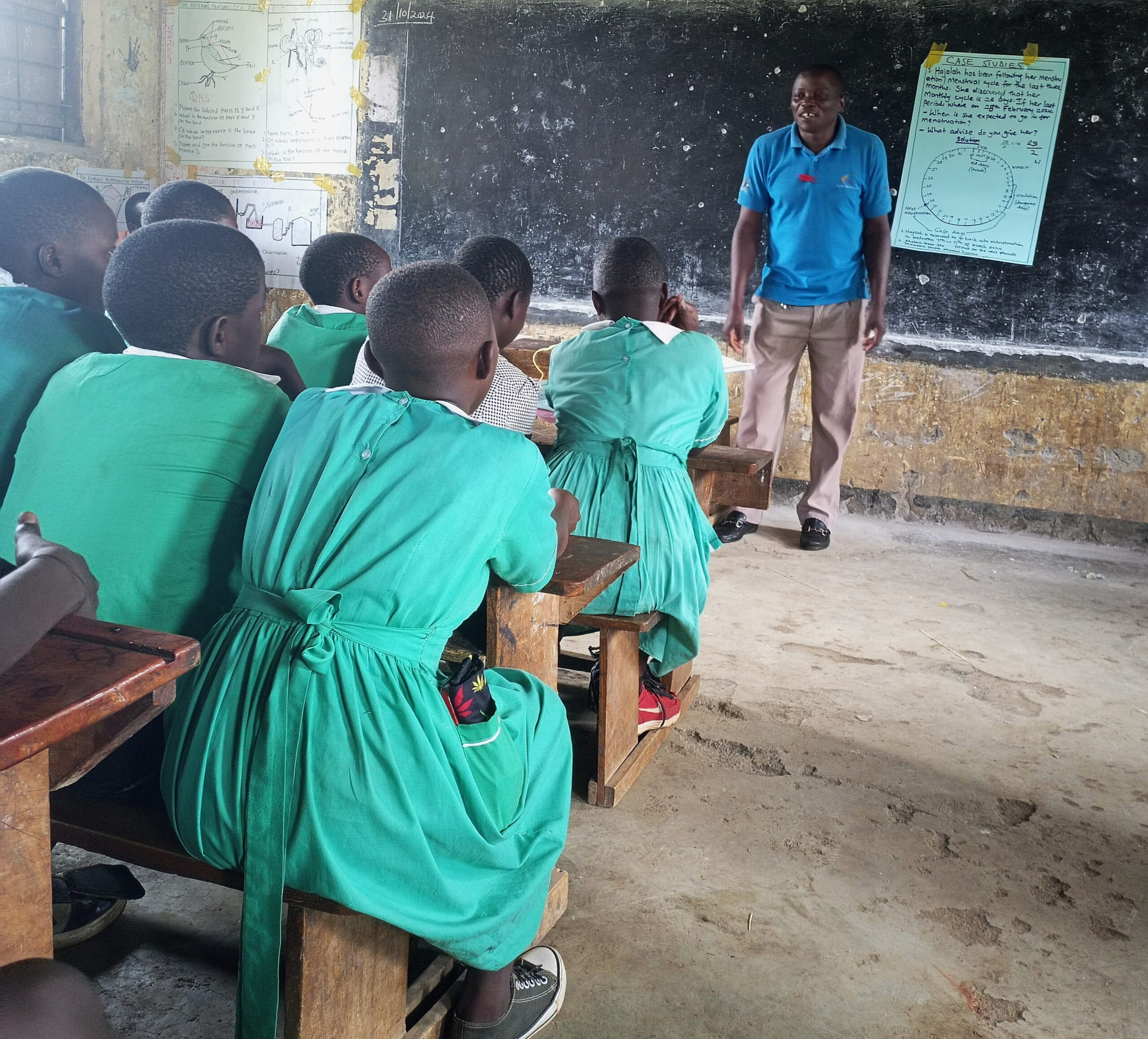 A classroom session on mentrual hygiene management